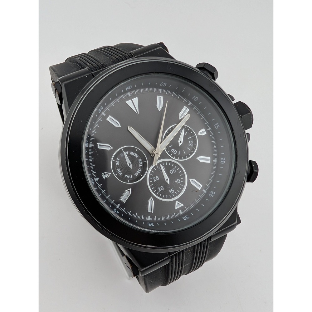 Aldo‎ Watch Men 49mm Case Black Silicone Band- New Battery